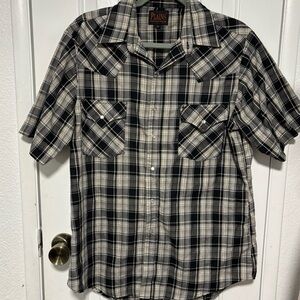 Plains Western Wear White and Black Plaid Men's Shirt